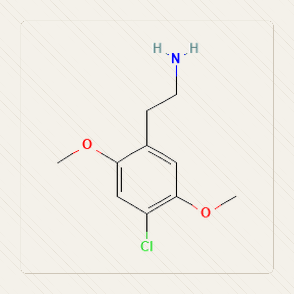 2C-C, educational illustration of the molecular structure