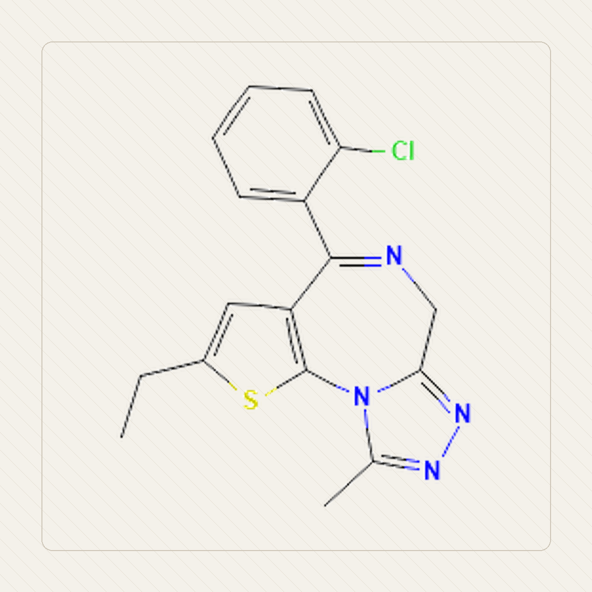 Etizolam, educational illustration of the molecular structure