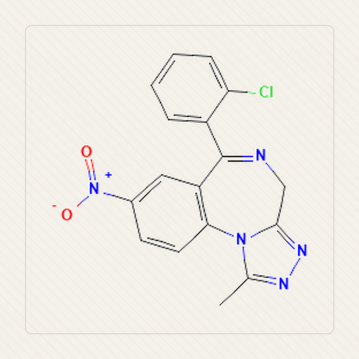 Clonazolam, educational illustration of the molecular structure