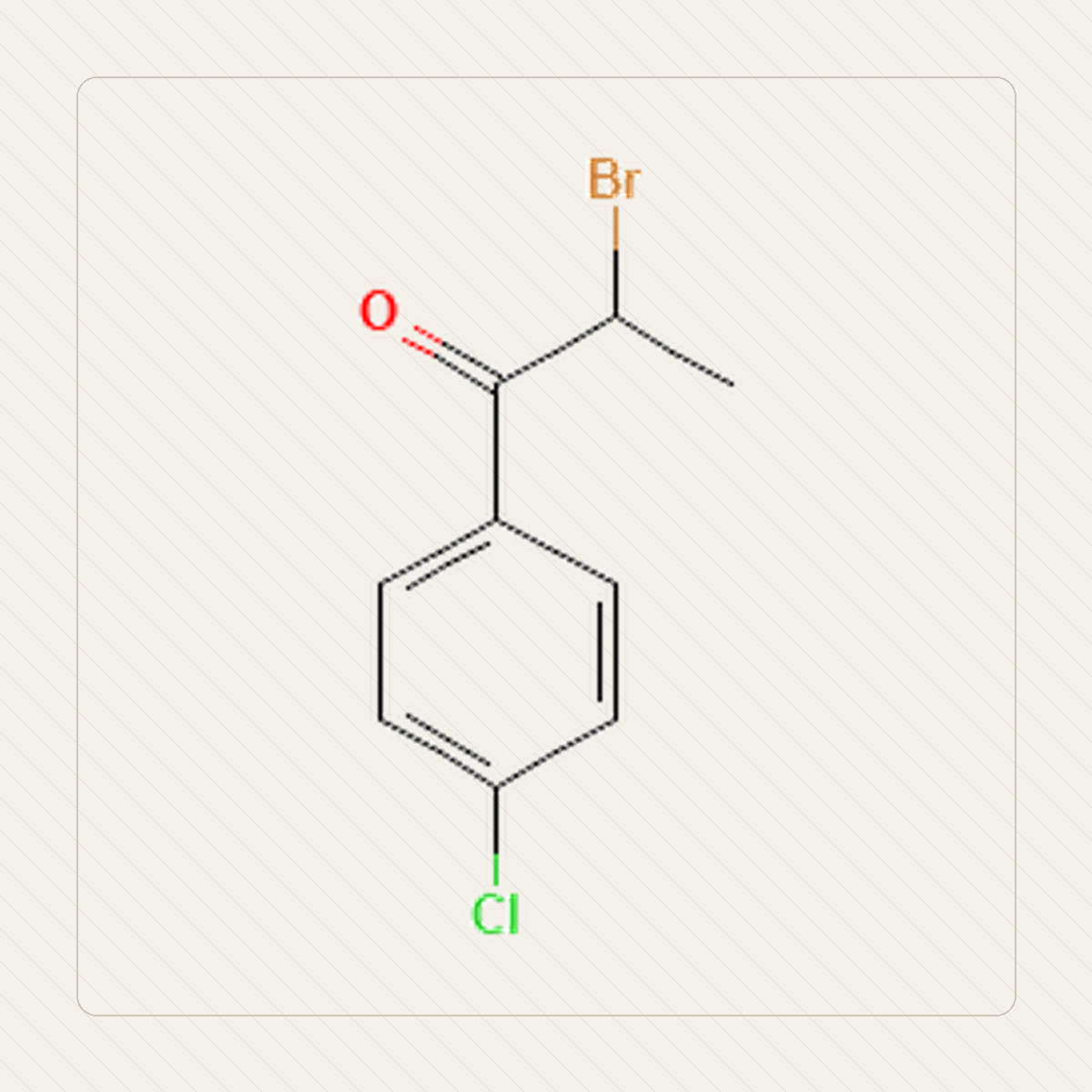 2-Bromo-4'-chloropropiophenone, educational illustration of the molecular structure